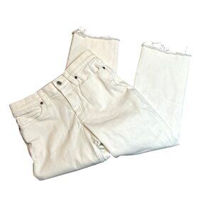 (5 for $25) Lands'End Pure White Straight Capri Jeans with Frayed Hem Size 4P